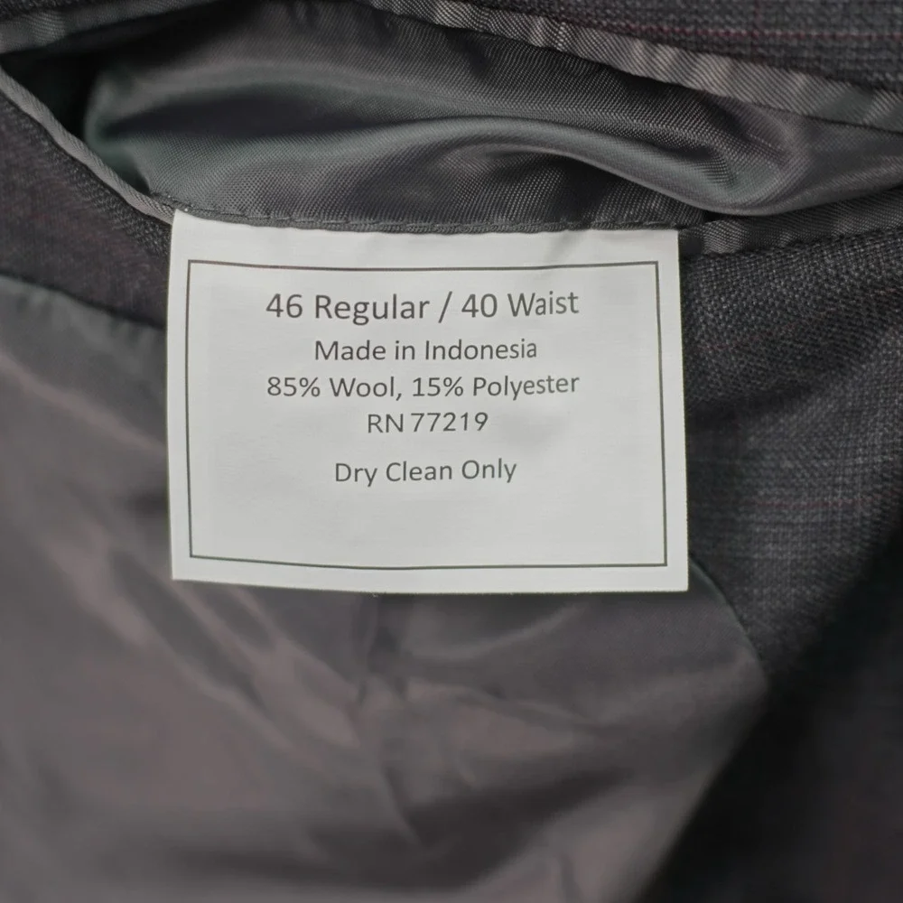 Joseph & Feiss Wool Blend Gray Plaid W/ Red Windowpane Suit Jacket 42R Tag 46R‎